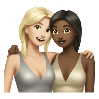 Blonde and brunette friends celebrate the new year sticker