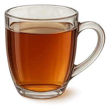 aesthetic glass mug with tea sticker
