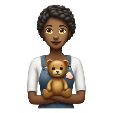 Woman with toy bear sticker