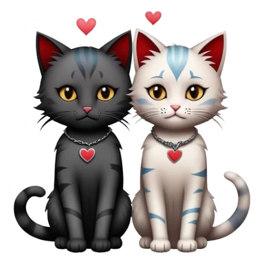 two emo cats in love, both with visible tattoos and cool, edgy hair sticker