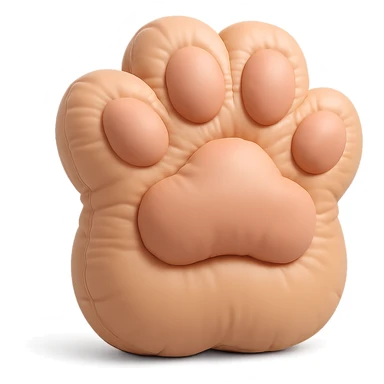 fluffy cat paw, cushion style, soft and puffy, plush texture sticker