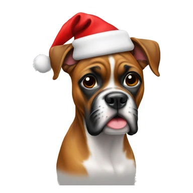 Boxer Dog with a Christmas hat sticker