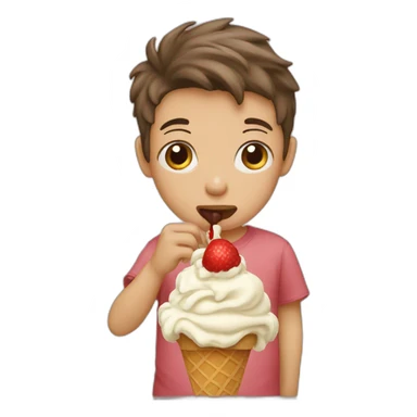 Boy eating ice cream  sticker