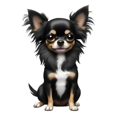 100% Black long haired Chihuahua giving peace sign sticker