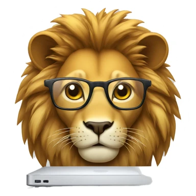 Smart Lion with glasses working in laptop  sticker