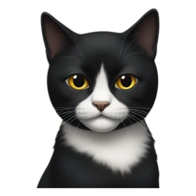 disapointed black cat with a white chin sticker