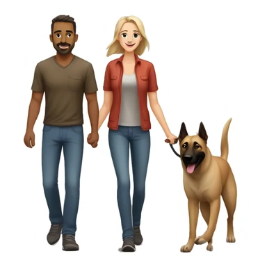 Couple walking Belgian malinois and Anatolian shepherd sticker