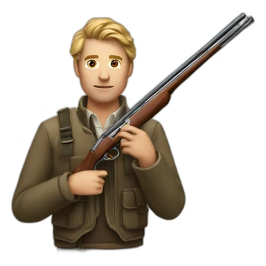 White Hunter with a shotgun sticker