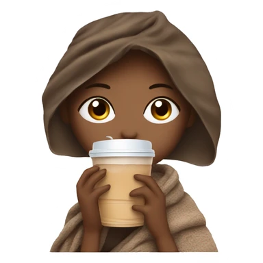 pretty girl sipping iced coffee eyes closed wrapped in cozy blanket sticker