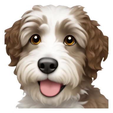 A mini aussiedoodle with brown and white fur  sticker