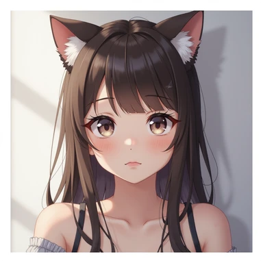 realistic anime girl with cat ears, photorealistic style, variation 3 sticker