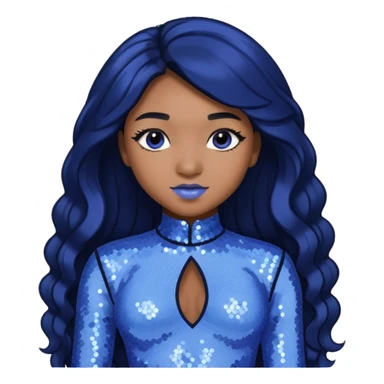 Normani from Fifth Harmony with long black hair, periwinkle sequin outfit sticker