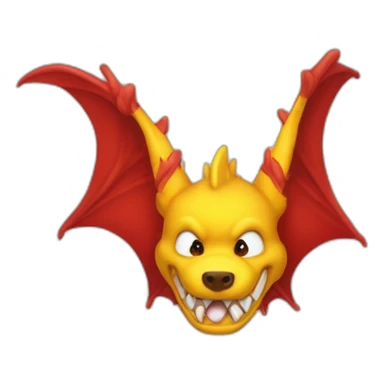 Un dragon mi loup rouge et jaune moutardes, avec des corne jaune moutard. Il qui crache du feux sticker