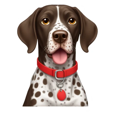 Brown spotted German short haired pointer  with ticking with red collar  sticker