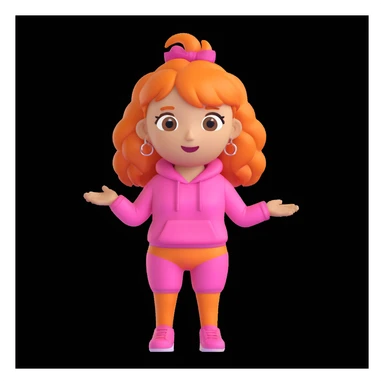 Ice Spice emoji with a pink outfit, orange hair, sassy pose sticker