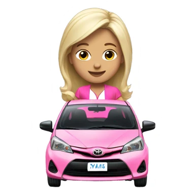 Cute blonde girl driving a Pink toyota Yaris  sticker
