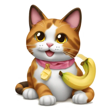 calico cat with banana split sticker