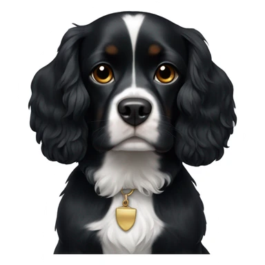 Small completely black king spaniel with white on chest. No white on the face sticker