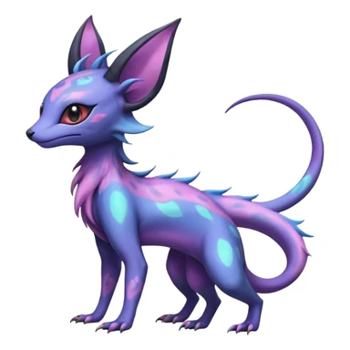Rare realistic cool cute epic aesthetic colorful Salandit-Amaura-Espeon-Genet-species-Fakemon-hybrid-creature, with markings, full body sticker