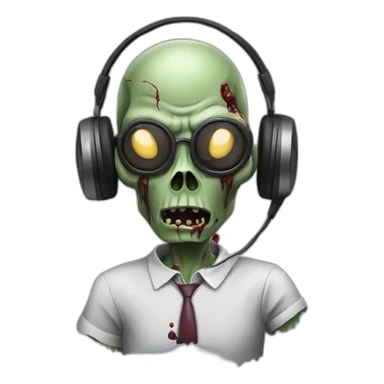 Zombie listening music in headphones  sticker