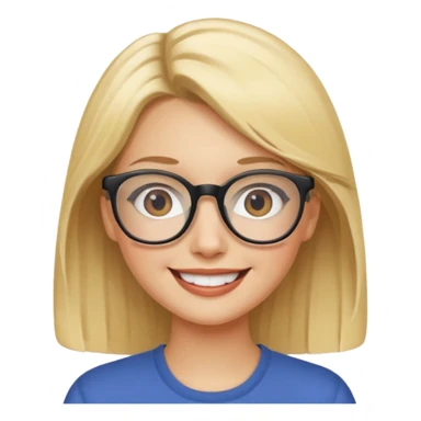 female with fair complexion, blonde hair with eyeglasses sticker