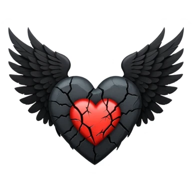 emo heart with black wings sticker