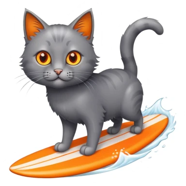A grey cat with orange eyes surfing sticker