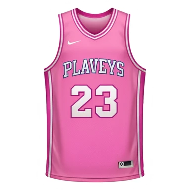 pink basketball jersey with the text PLAVLEYS 23 and a pattern sticker