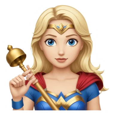 Blonde blue eyes Wonder Woman holding bell and baton sticker