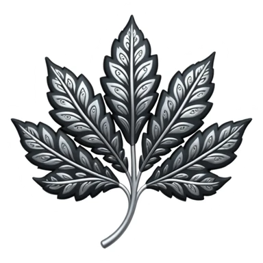Black and silver filigree leaf, 3D, extremely detailed design sticker