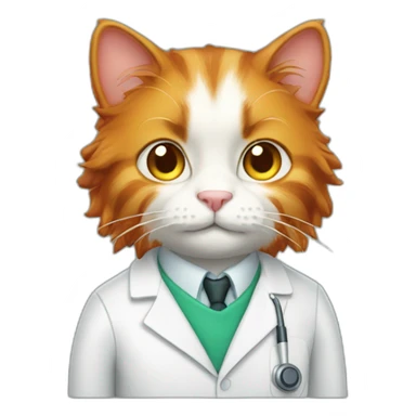 Fluffy ginger cat scientist sticker