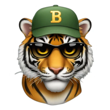 Tiger with sunglasses and cap sticker