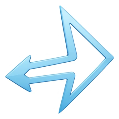 Extremely simplistic white arrow with light blue outline pointing. make the point only on one side sticker