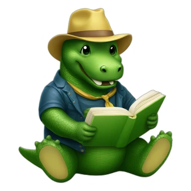 party alligatorgummy bear reading a book sticker