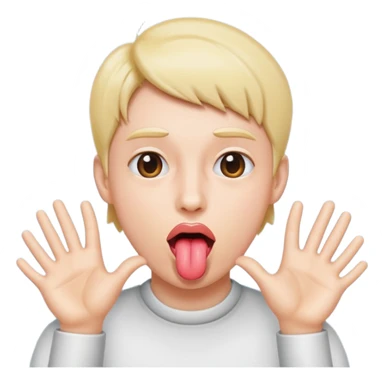 tounge sticking out with hands on the side sticker