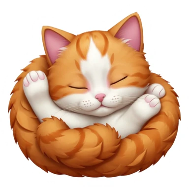 ginger and white small cat curled up with head upside down with eyes closed sticker