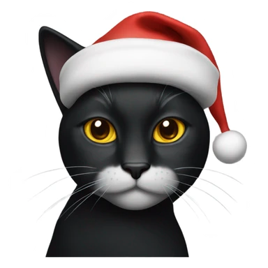 Black cat wearing a santa hat sticker