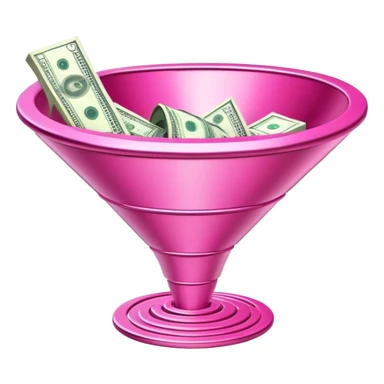 futuristic pink sales funnel with dollars inside sticker