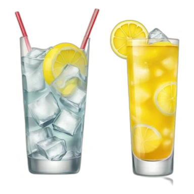 cocktail and a piece of lemon in highball glass with ice  sticker
