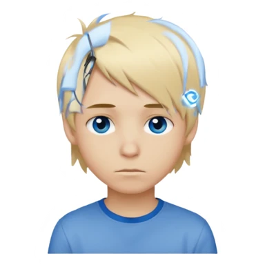 boy with blonde hair emo, and beige shirt, and blue eyes sticker