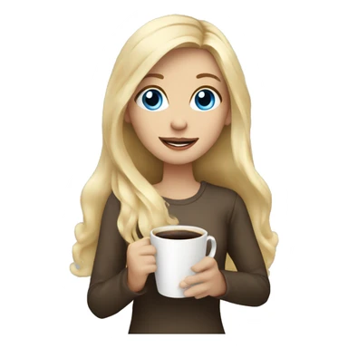 long blonde hair blue eyed girl holding coffee sticker
