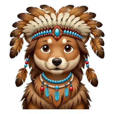 dog in a Native American costume sticker