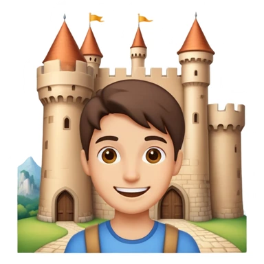 person visiting a castle, cheerful expression sticker