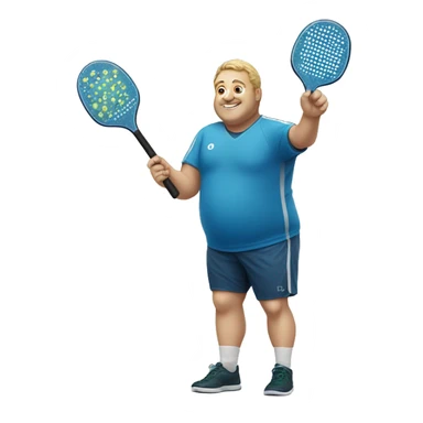 Fat white person waving a pickleball paddle sticker