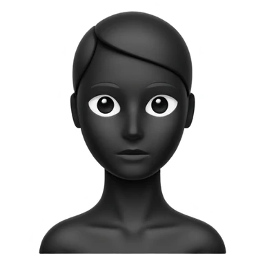 Matte black mannequin in the style of a default avatar. Monochrome with no lines. Minimalistic flat vector icon, iOS style, thin black contour on white. Completely black eyes are not just pupils sticker