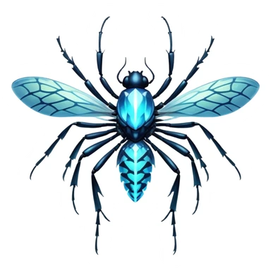A bioluminescent insectoid with crystalline exoskeleton segments that refract light into dazzling patterns, sharp teeth, capable of phasing through solid objects when exposed to moonlight. sticker