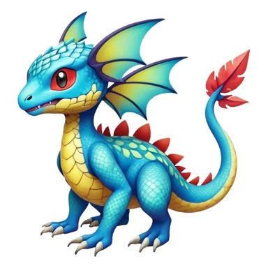 cool exotic fantasy-creature-Fakémon-Pokémon, full body, with markings sticker