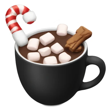 christmas black colour cup with hot chocolate and marshmallows with more Christmas details in the cup sticker