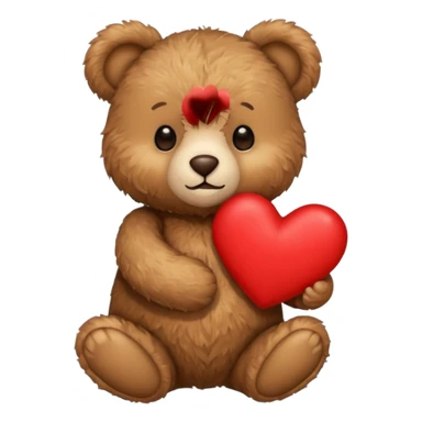 Teddy bear holding love sticker