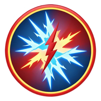 Red and blue lightening in a circle shape with effects sticker